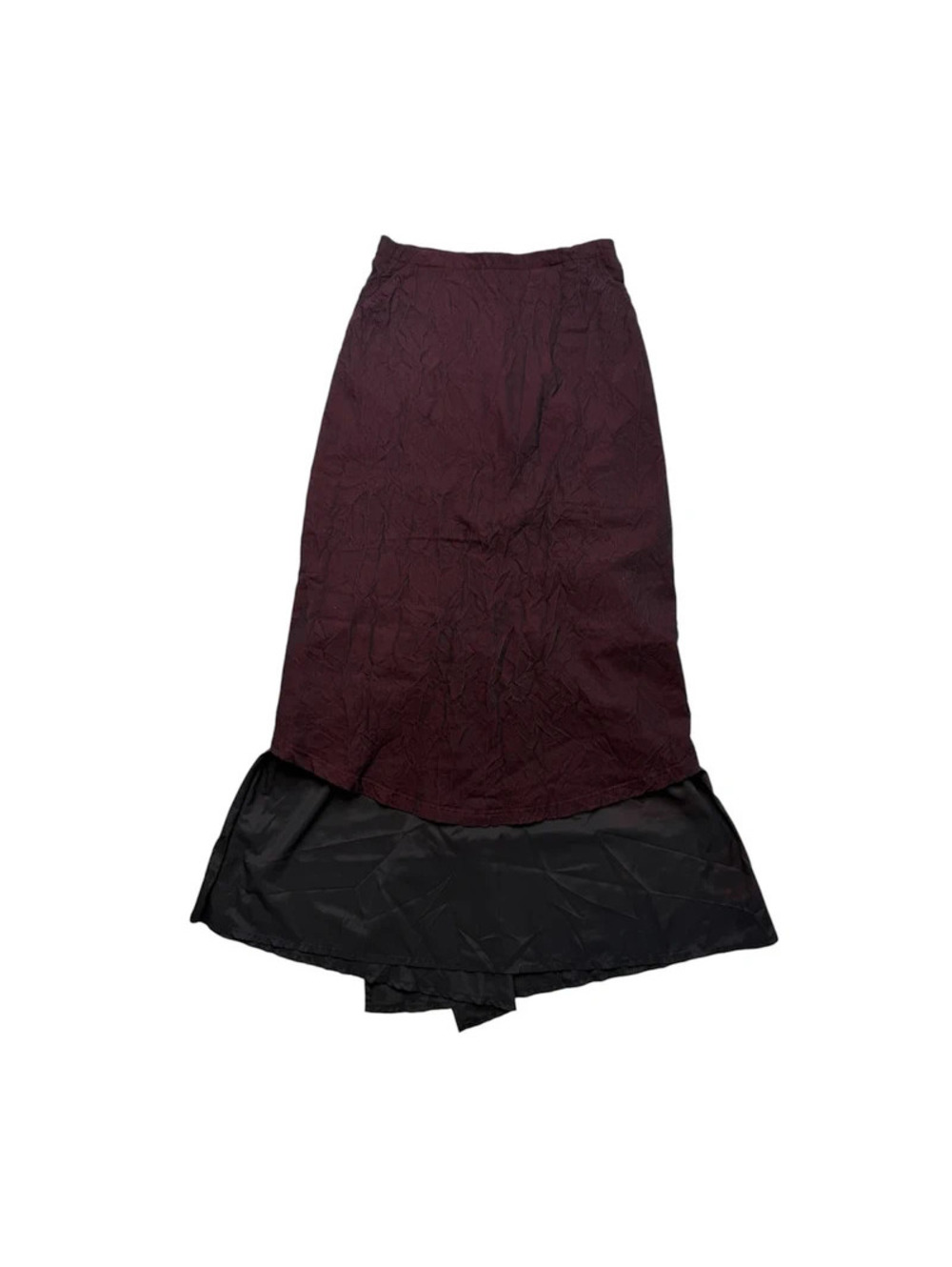 Vintage Cop Copine Y2K Burgundy Mermaid Maxi Skirt Layered Handkerchief Hem - Picture 3 of 8